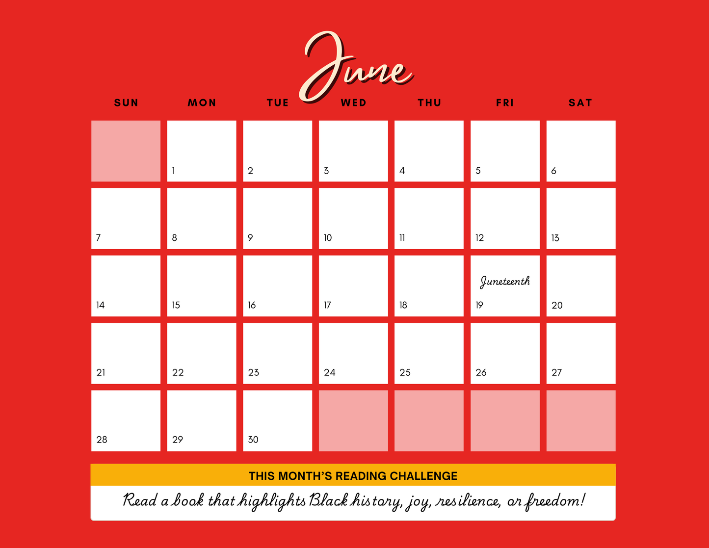 ReadHer 2026 Bookish Calendar