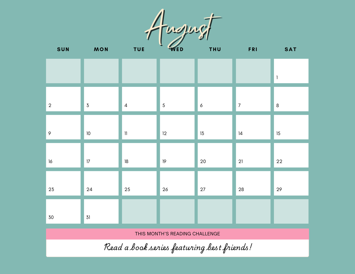 ReadHer 2026 Bookish Calendar