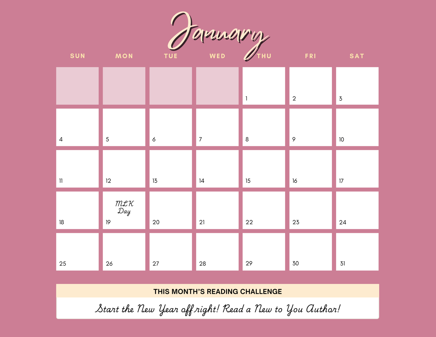 ReadHer 2026 Bookish Calendar