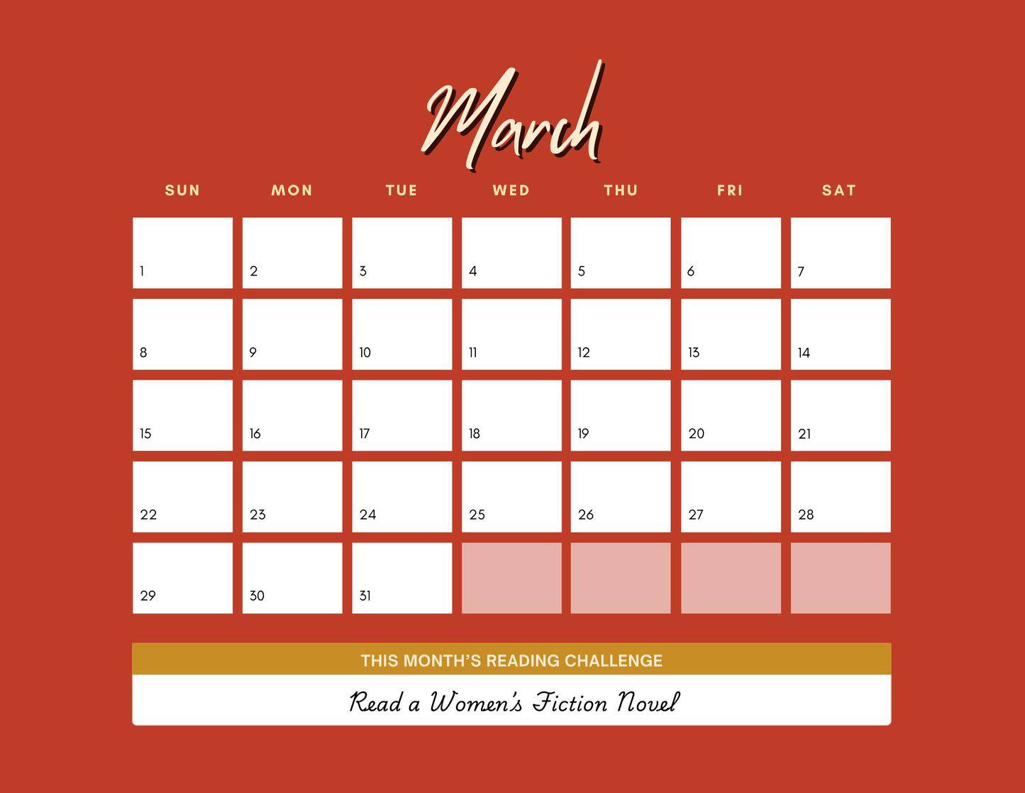 ReadHer 2026 Bookish Calendar